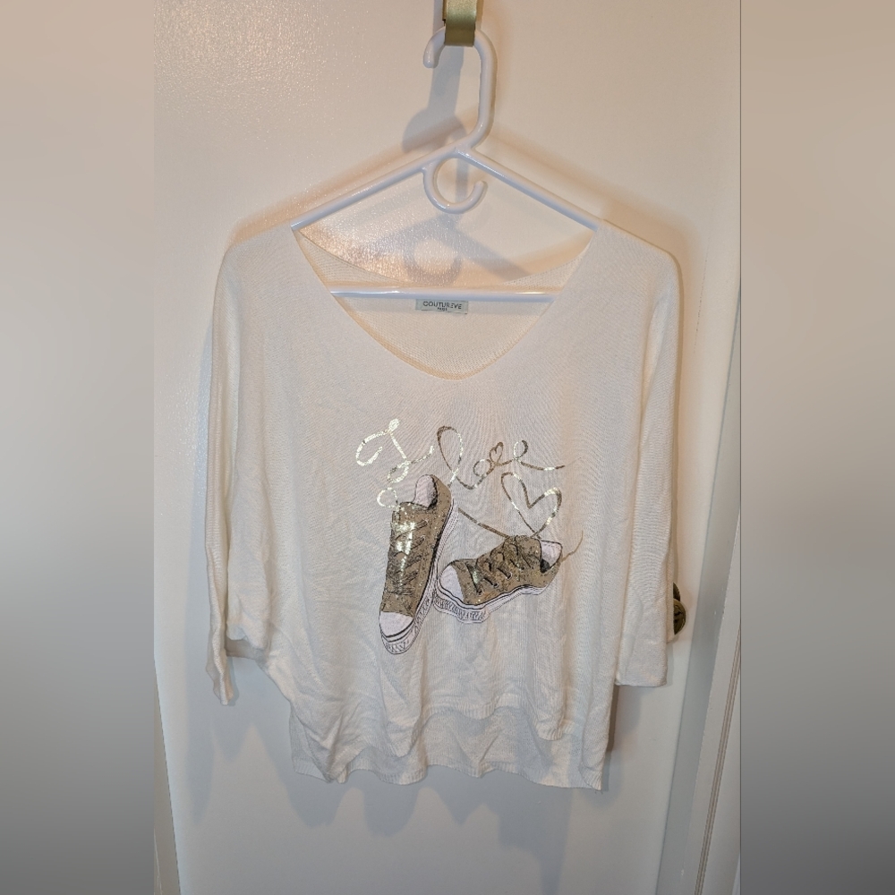 Coutureve‎ Paris Knit Cream Top Made In Italy One Size